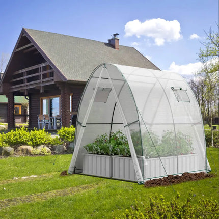 6 x 6 x 6.6 FT Outdoor Wall-in Tunnel Greenhouse-White - White - Greenhouses