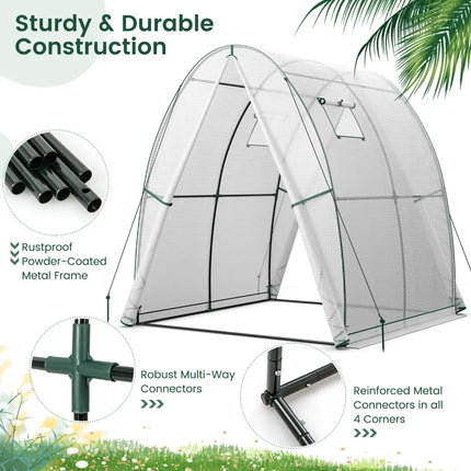 6 x 6 x 6.6 FT Outdoor Wall-in Tunnel Greenhouse-White - White - Greenhouses