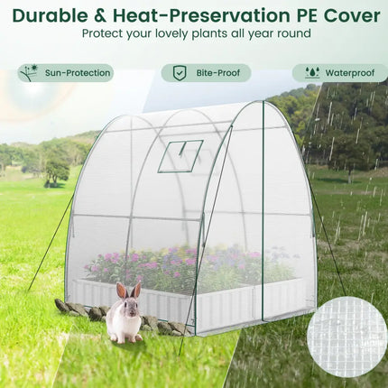 6 x 6 x 6.6 FT Outdoor Wall-in Tunnel Greenhouse-White - White - Greenhouses