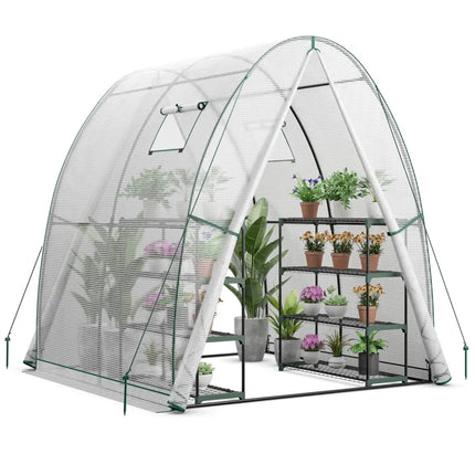 6 x 6 x 6.6 FT Outdoor Wall-in Tunnel Greenhouse-White - White - Greenhouses