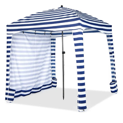 6 x 6 Feet Foldable Beach Cabana Tent with Carrying Bag and Detachable Sidewall - Blue - Canopies