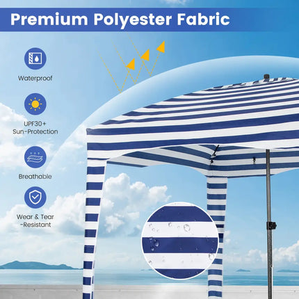 6 x 6 Feet Foldable Beach Cabana Tent with Carrying Bag and Detachable Sidewall - Blue - Canopies
