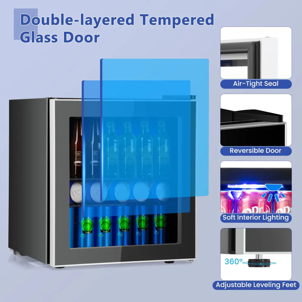 60 Can Beverage Mini Refrigerator with Glass Door - Wine & Beverage Coolers