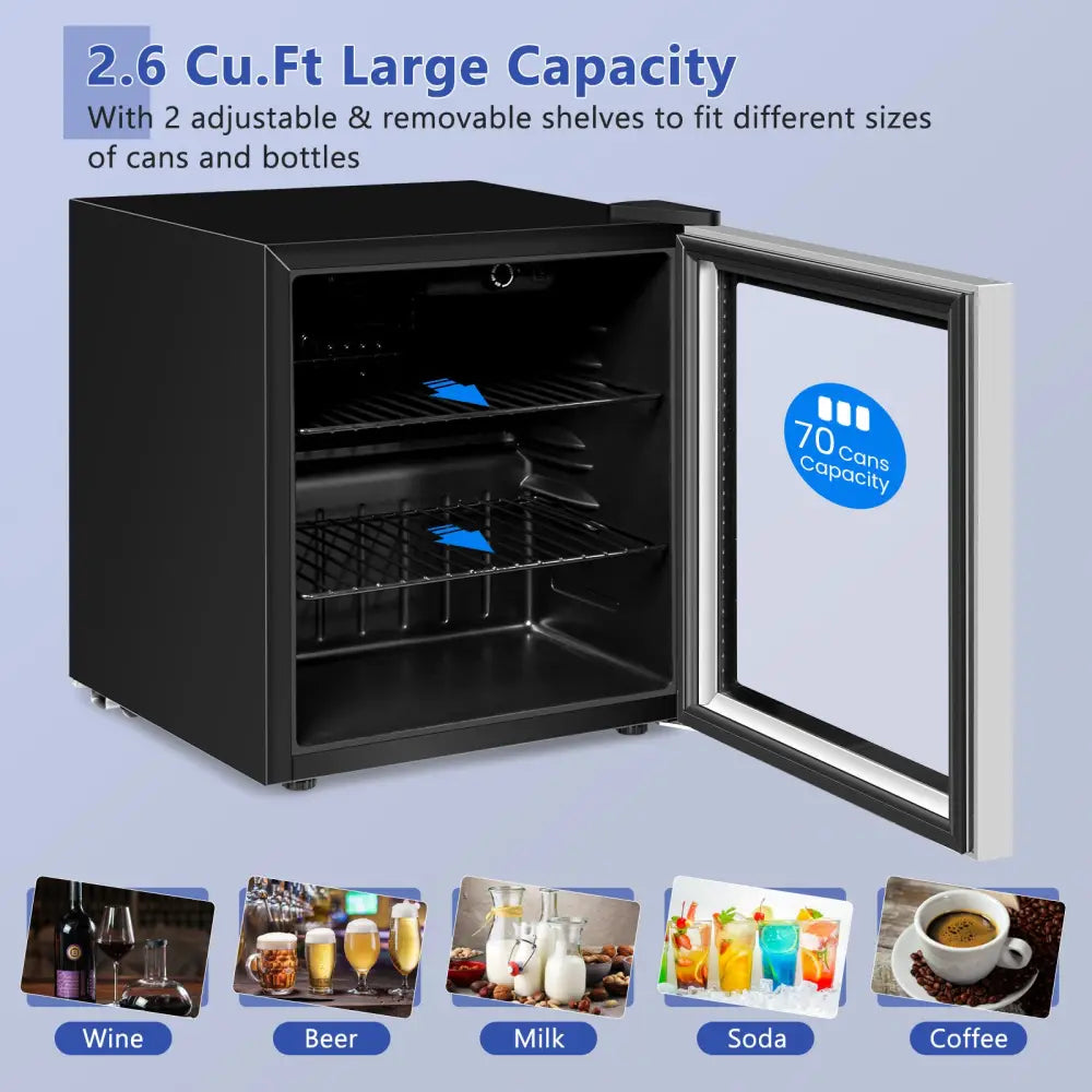 60 Can Beverage Mini Refrigerator with Glass Door - Wine & Beverage Coolers
