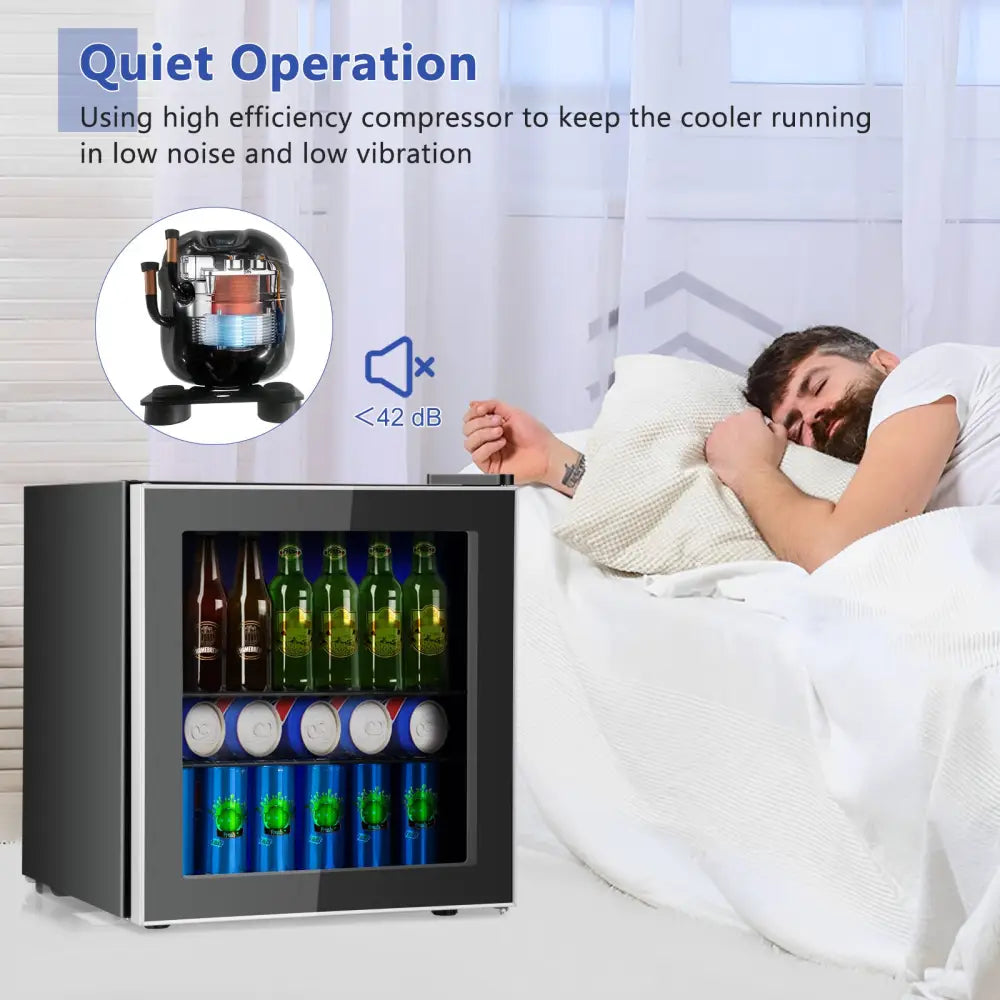 60 Can Beverage Mini Refrigerator with Glass Door - Wine & Beverage Coolers