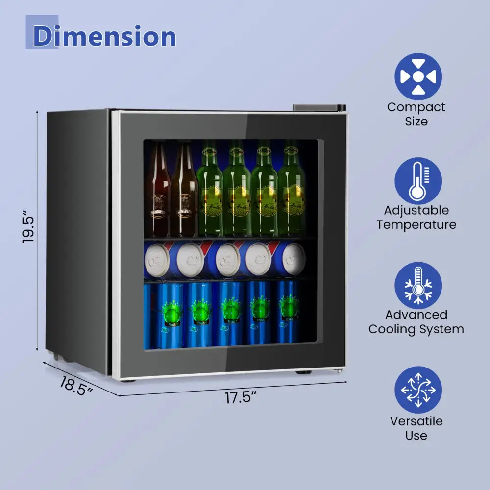 60 Can Beverage Mini Refrigerator with Glass Door - Wine & Beverage Coolers