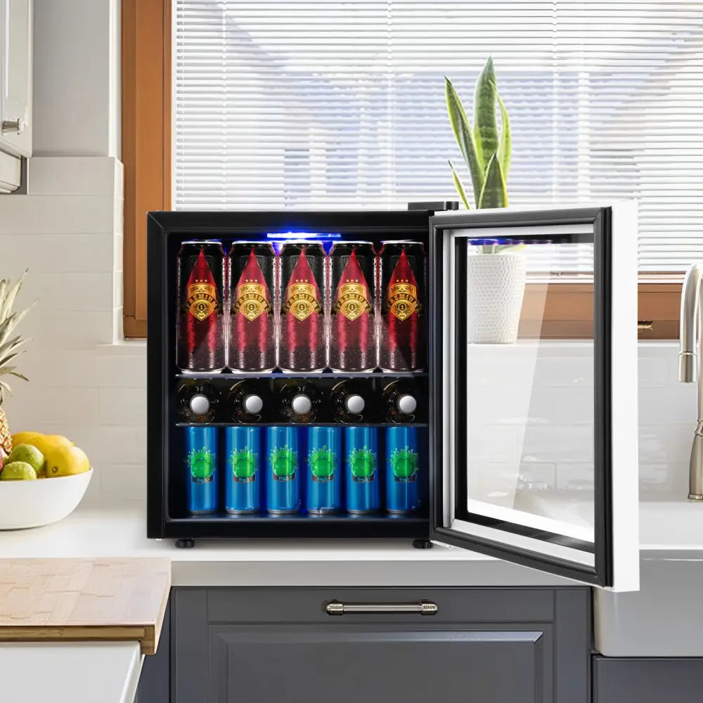 60 Can Beverage Mini Refrigerator with Glass Door - Wine & Beverage Coolers