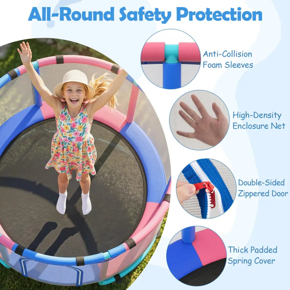 60 inch 6-in-1 Kids Toddler Trampoline with Gymnastics Bar-Navy - Navy - Trampolines