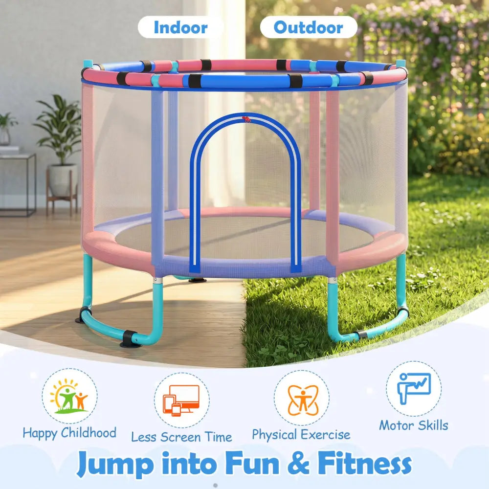 60 inch 6-in-1 Kids Toddler Trampoline with Gymnastics Bar-Navy - Navy - Trampolines