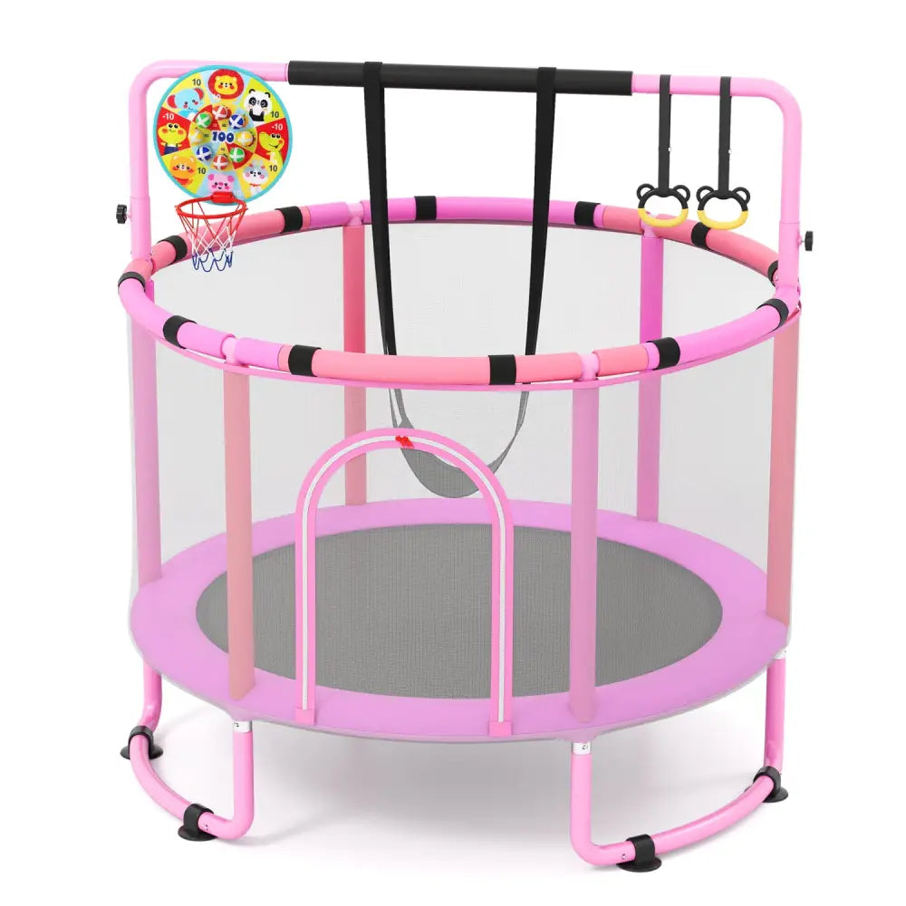 60 inch 6-in-1 Kids Toddler Trampoline with Gymnastics Bar-Purple - Purple - Trampolines