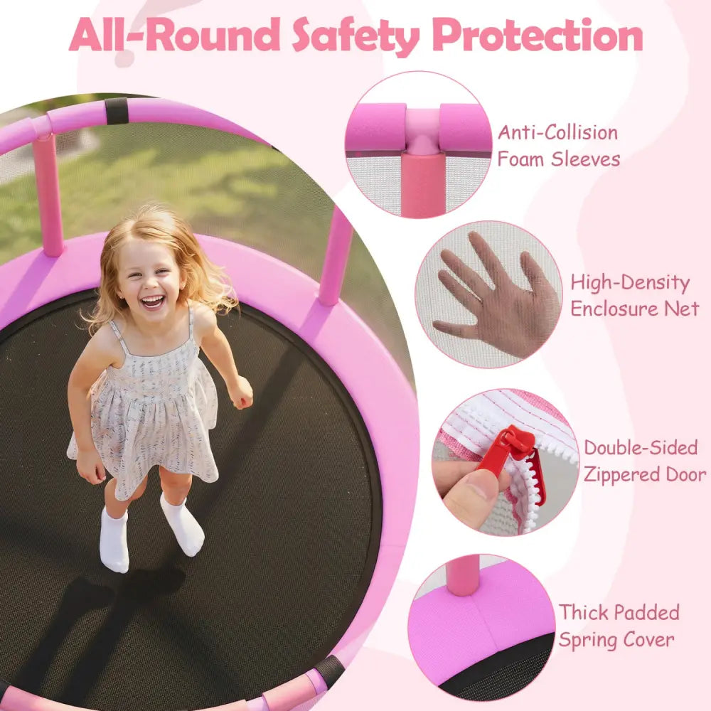 60 inch 6-in-1 Kids Toddler Trampoline with Gymnastics Bar-Purple - Purple - Trampolines