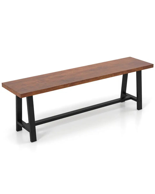 60 Inch Dining Bench 3 Person Entryway Shoe Bench with Metal Frame-60 inches - Walnut - Shoe Racks & Storage Benches
