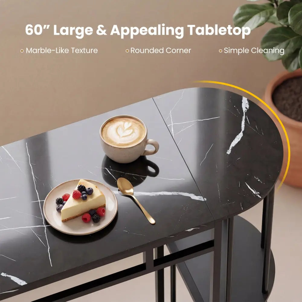 60 Inch Dining Table and 2 Upholstered Barstools with Faux Marble Tabletop-Gray - Gray - Dining Room Sets