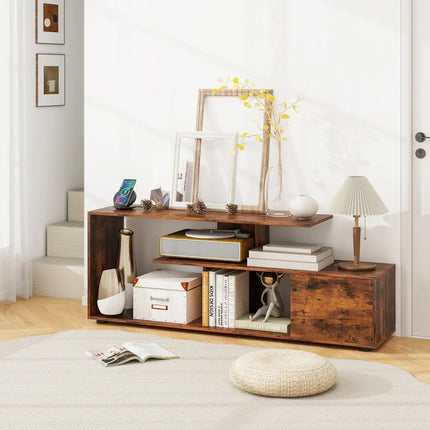 60 Inch Entertainment Center TV Stand with Power Outlet-Rustic Brown - Rustic Brown - Entertainment Centers & TV Stands