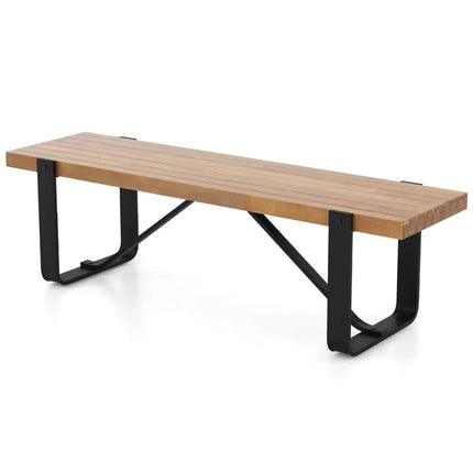 60 Inch Entryway Bench Rustic Farmhouse Wooden Shoe Rack with Metal Frame-Natural - Natural - Shoe Racks & Storage