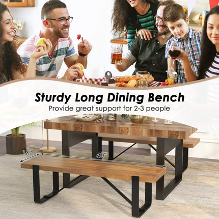 60 Inch Entryway Bench Rustic Farmhouse Wooden Shoe Rack with Metal Frame-Natural - Natural - Shoe Racks & Storage