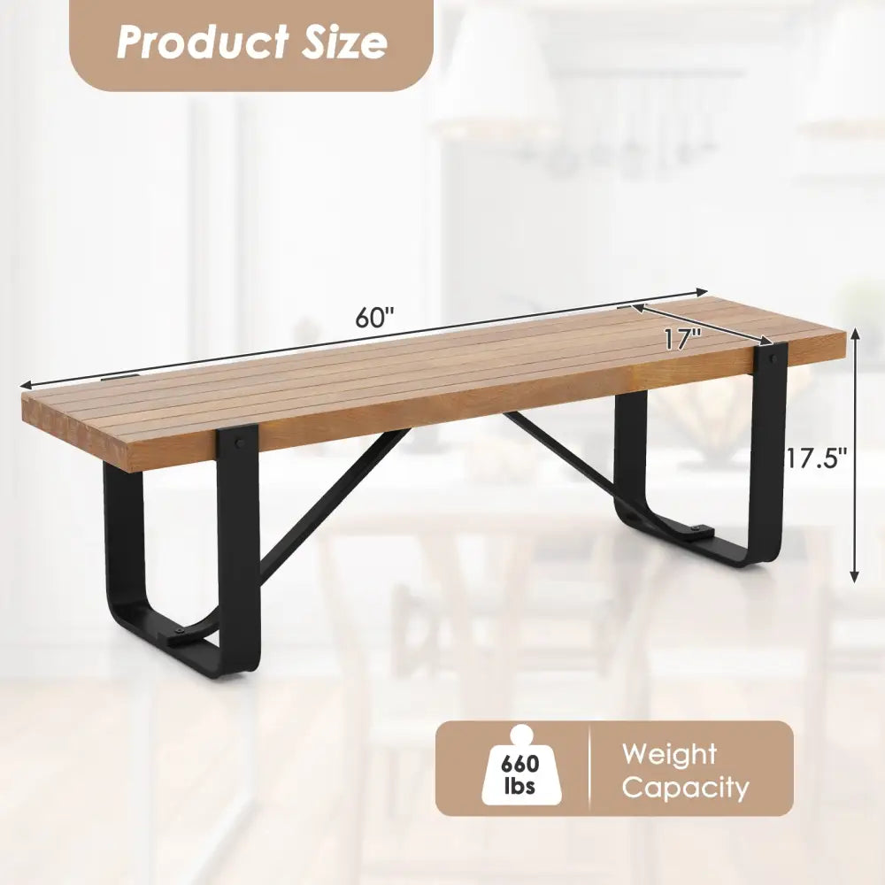 60 Inch Entryway Bench Rustic Farmhouse Wooden Shoe Rack with Metal Frame-Natural - Natural - Shoe Racks & Storage