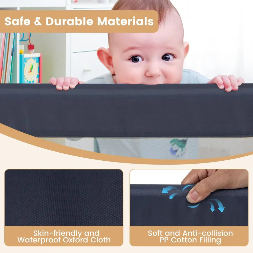 60-Inch Foldable Bed Rail Swing Down Baby Bed Guard Rail with Adjustable Safety Strap-Grey - Gray - Bed Rails