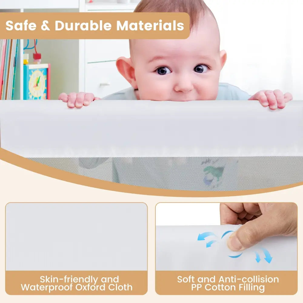 60-Inch Foldable Bed Rail Swing Down Baby Bed Guard Rail with Adjustable Safety Strap-White - White - Bed Rails