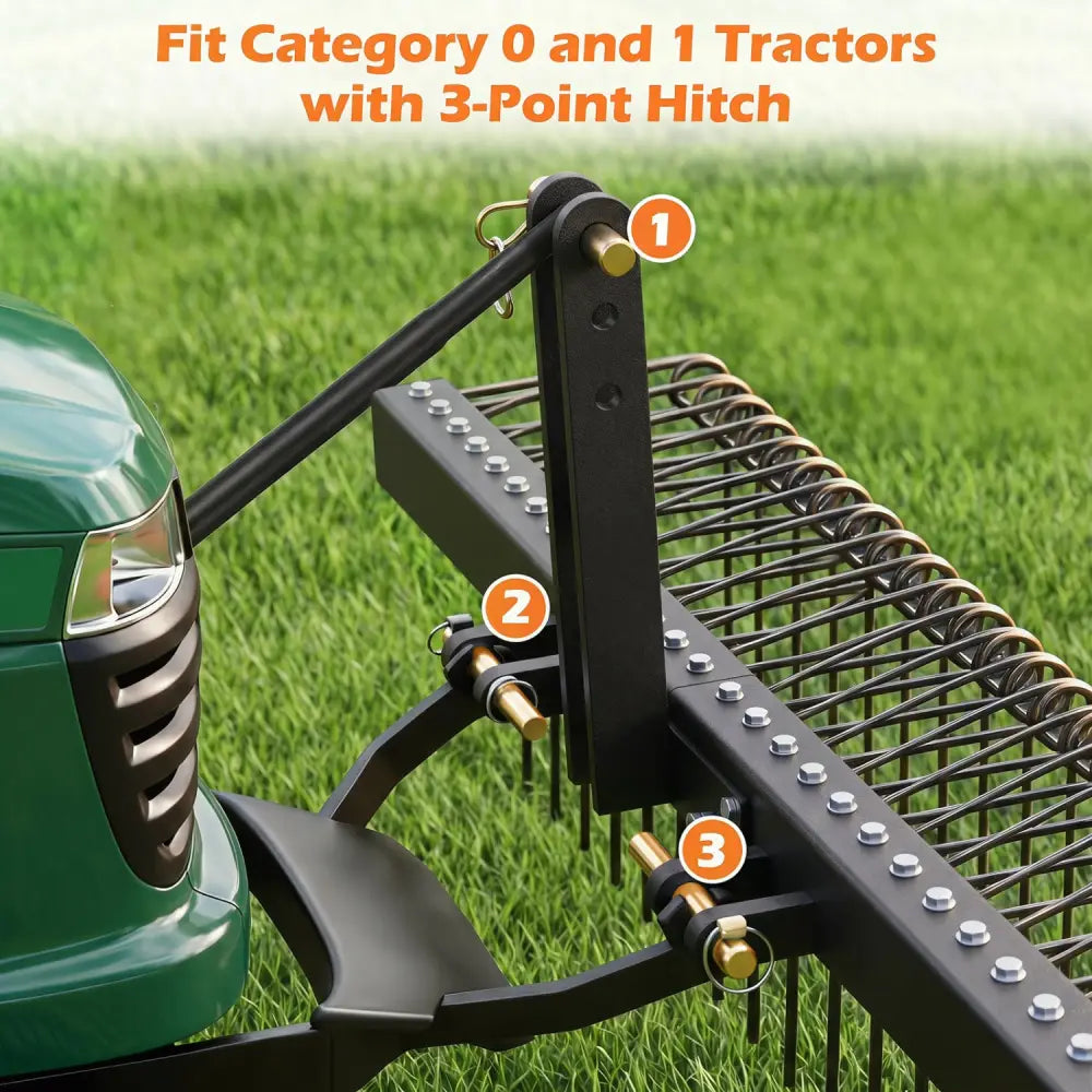60 inch Pine Straw Rake Tow Behind Landscape Rake with 26 Metal Coil Tines-Black - Black - Lawn Care Tools