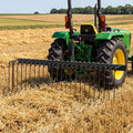 60 inch Pine Straw Rake Tow Behind Landscape Rake with 26 Metal Coil Tines-Black - Black - Lawn Care Tools