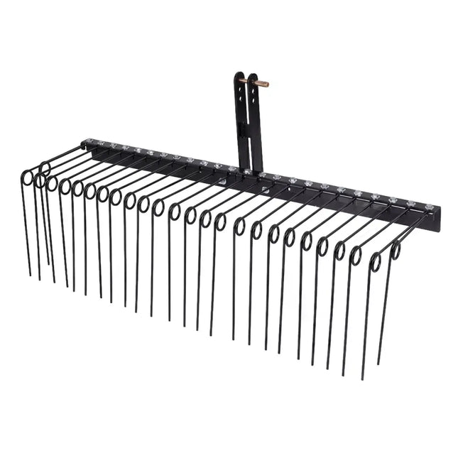 60 inch Pine Straw Rake Tow Behind Landscape Rake with 26 Metal Coil Tines-Black - Black - Lawn Care Tools