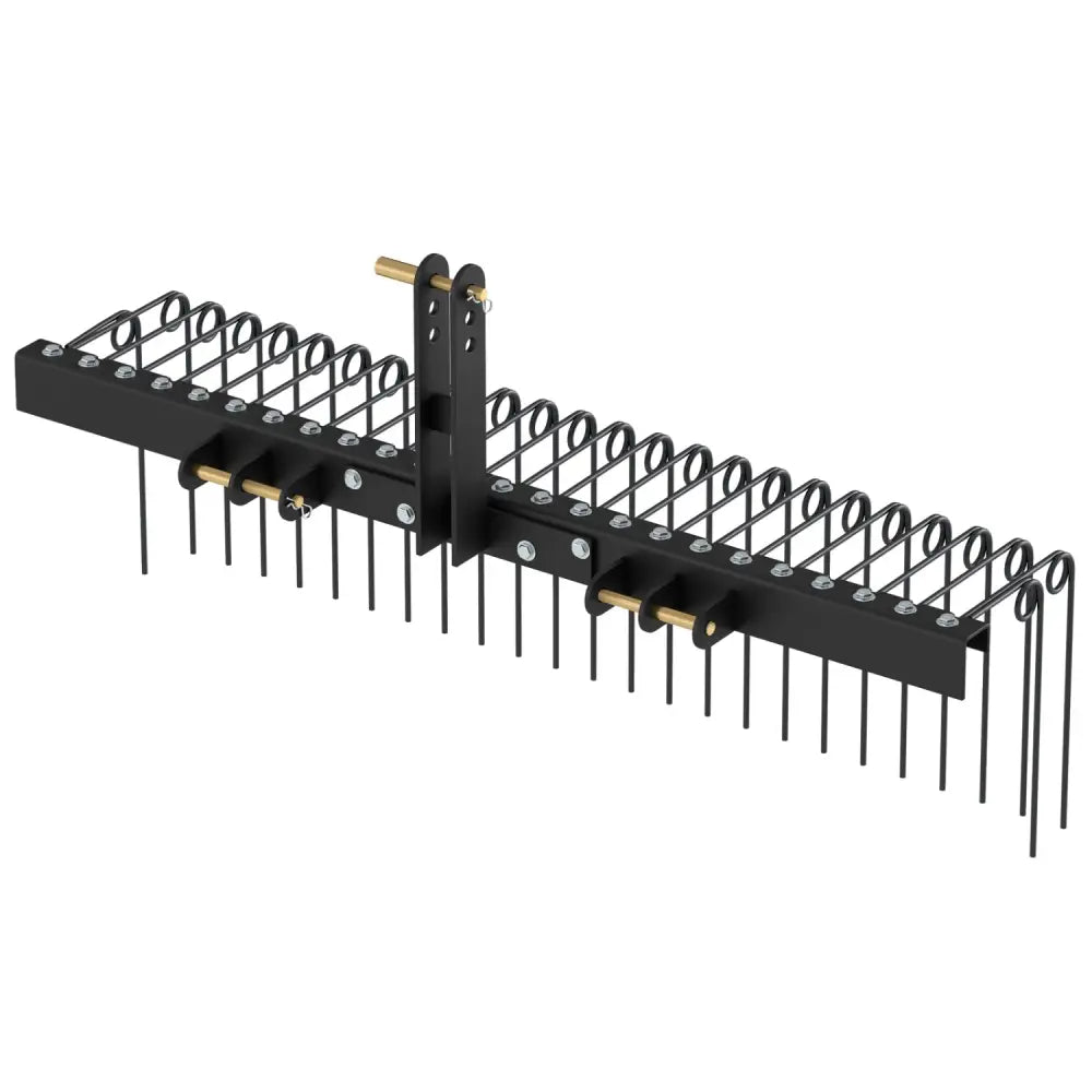 60 inch Pine Straw Rake Tow Behind Landscape Rake with 26 Metal Coil Tines-Black - Black - Lawn Care Tools