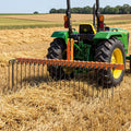 60 inch Pine Straw Rake Tow Behind Landscape Rake with 26 Metal Coil Tines-Orange - Orange - Lawn Care Tools