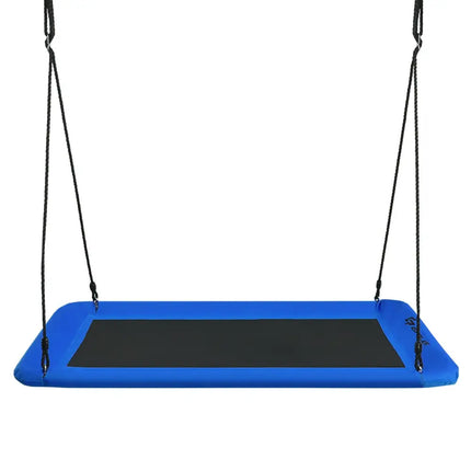 60 Inch Platform Tree Swing Outdoor with 2 Hanging Straps-Blue - Blue - Swing & Playsets