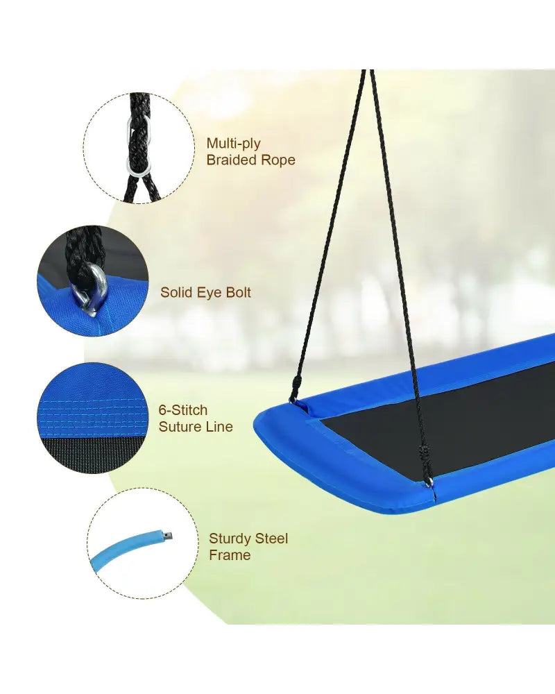 60 Inch Platform Tree Swing Outdoor with 2 Hanging Straps-Blue - Blue - Swing & Playsets