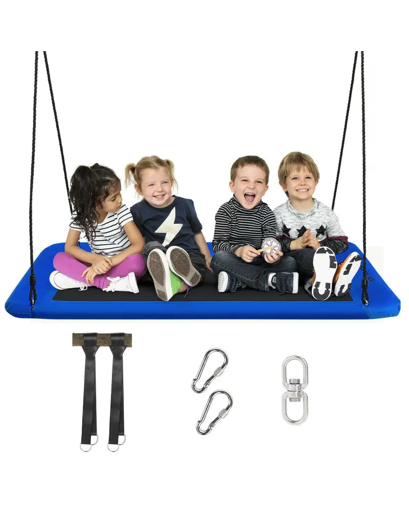 60 Inch Platform Tree Swing Outdoor with 2 Hanging Straps-Blue - Blue - Swing & Playsets