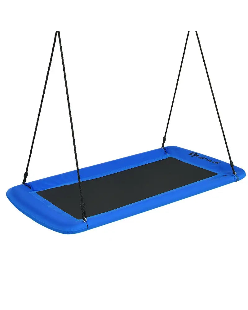 60 Inch Platform Tree Swing Outdoor with 2 Hanging Straps-Blue - Blue - Swing & Playsets