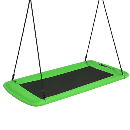 60 Inch Platform Tree Swing Outdoor with 2 Hanging Straps-Green - Green - Swing & Playsets