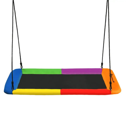 60 Inch Platform Tree Swing Outdoor with 2 Hanging Straps-Multicolor - Multicolor - Swing & Playsets