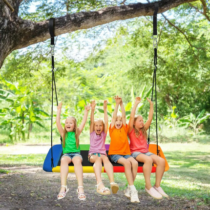 60 Inch Platform Tree Swing Outdoor with 2 Hanging Straps-Multicolor - Multicolor - Swing & Playsets