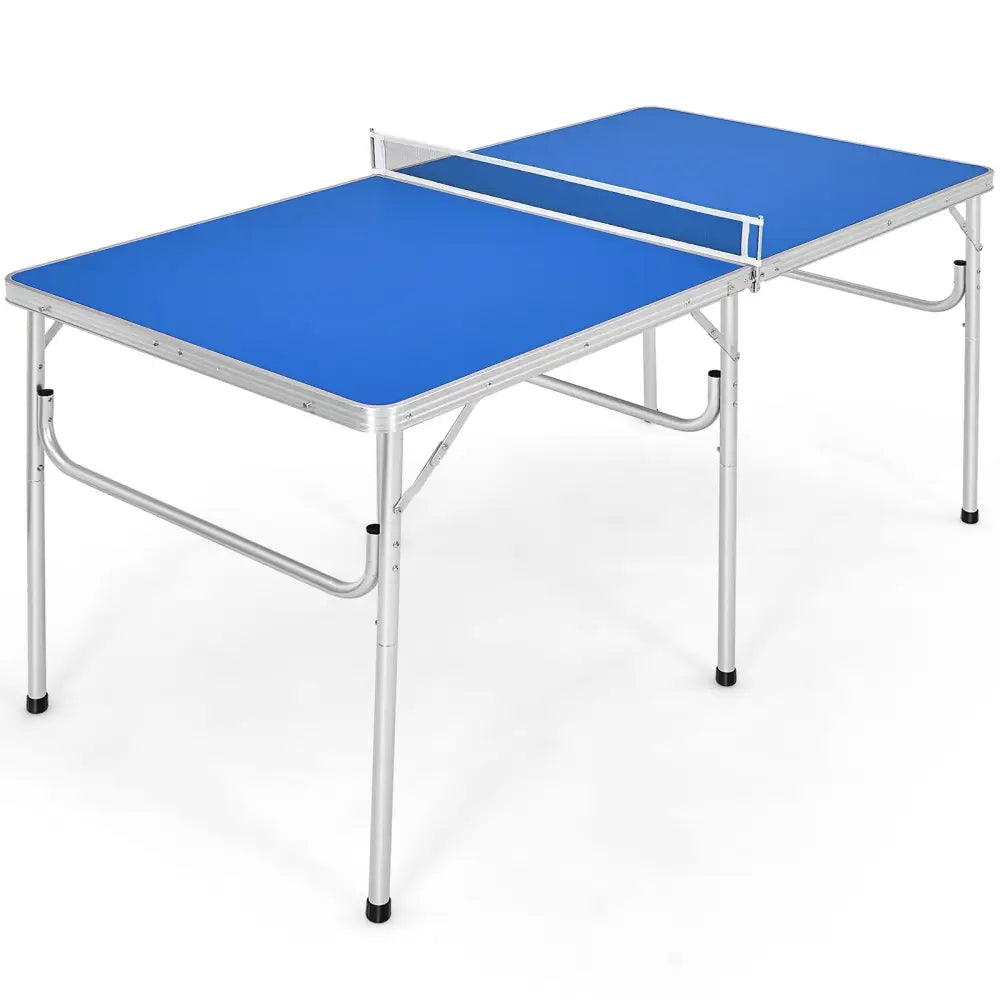 60 Inch Portable Tennis Ping Pong Folding Table with Accessories-Blue - Blue - Sport Equipments
