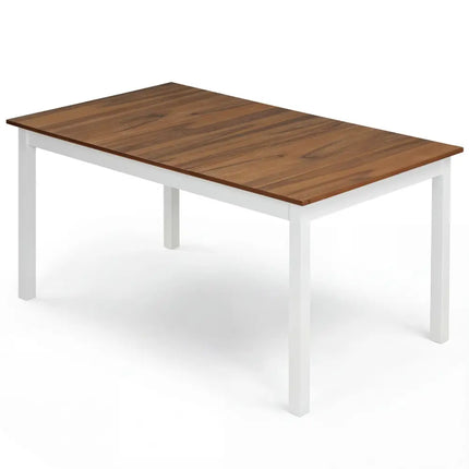 60 Inch Rectangular Dinner Table with Solid Rubber Wood Legs-Brown - Brown - Dining Tables