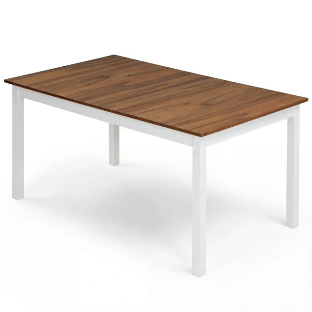 60 Inch Rectangular Dinner Table with Solid Rubber Wood Legs-Brown - Brown - Dining Tables