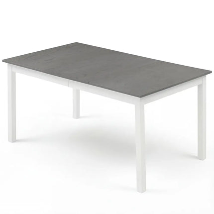 60 Inch Rectangular Dinner Table with Solid Rubber Wood Legs-Gray - Gray - Dining Tables