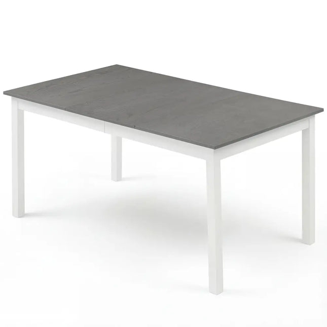 60 Inch Rectangular Dinner Table with Solid Rubber Wood Legs-Gray - Gray - Dining Tables