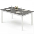 60 Inch Rectangular Dinner Table with Solid Rubber Wood Legs-Gray - Gray - Dining Tables