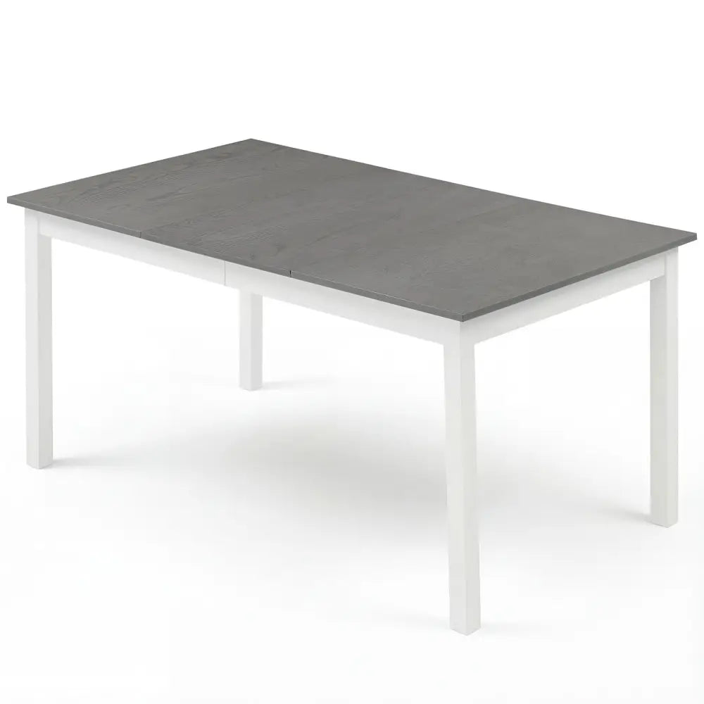 60 Inch Rectangular Dinner Table with Solid Rubber Wood Legs-Gray - Gray - Dining Tables