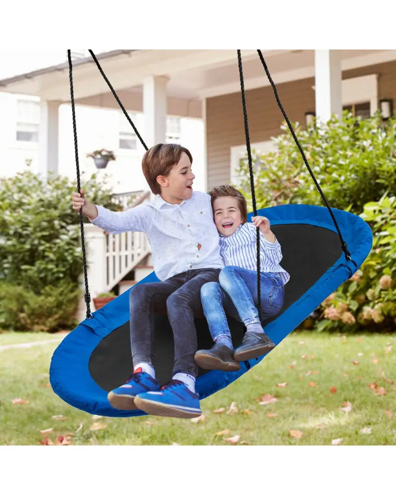 60 Inch Saucer Surf Outdoor Adjustable Swing Set-Blue + Black - Blue - Swing & Playsets