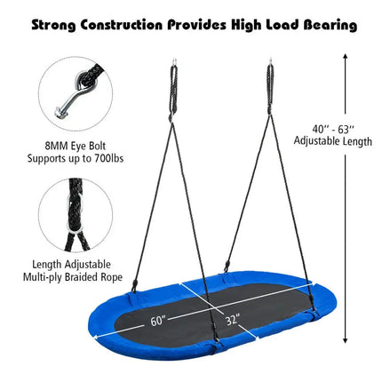 60 Inch Saucer Surf Outdoor Adjustable Swing Set-Blue + Black - Blue - Swing & Playsets