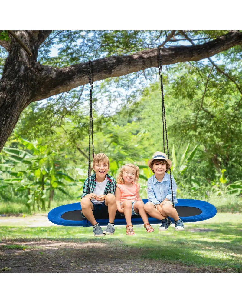 60 Inch Saucer Surf Outdoor Adjustable Swing Set-Blue + Black - Blue - Swing & Playsets