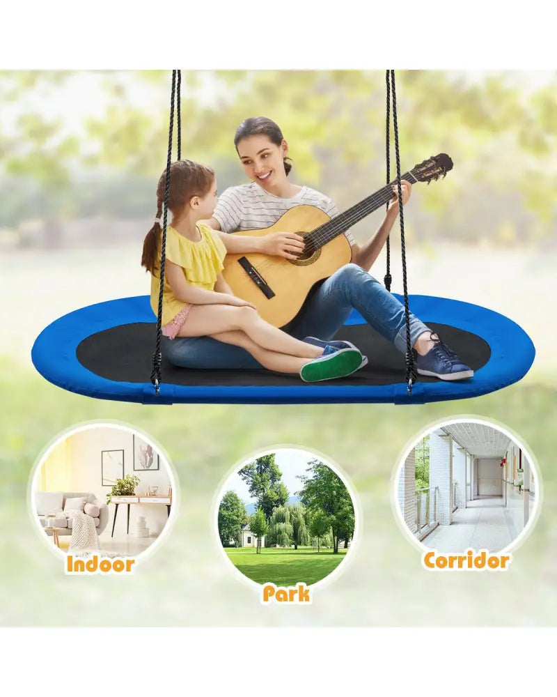 60 Inch Saucer Surf Outdoor Adjustable Swing Set-Blue + Black - Blue - Swing & Playsets