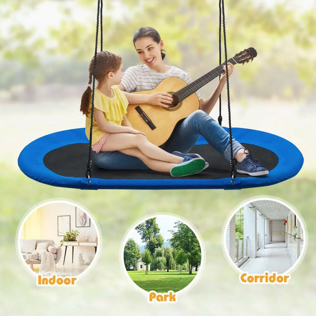 60 Inch Saucer Surf Outdoor Adjustable Swing Set-Blue + Black - Blue - Swing & Playsets
