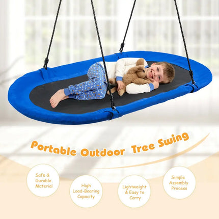60 Inch Saucer Surf Outdoor Adjustable Swing Set-Blue + Black - Blue - Swing & Playsets