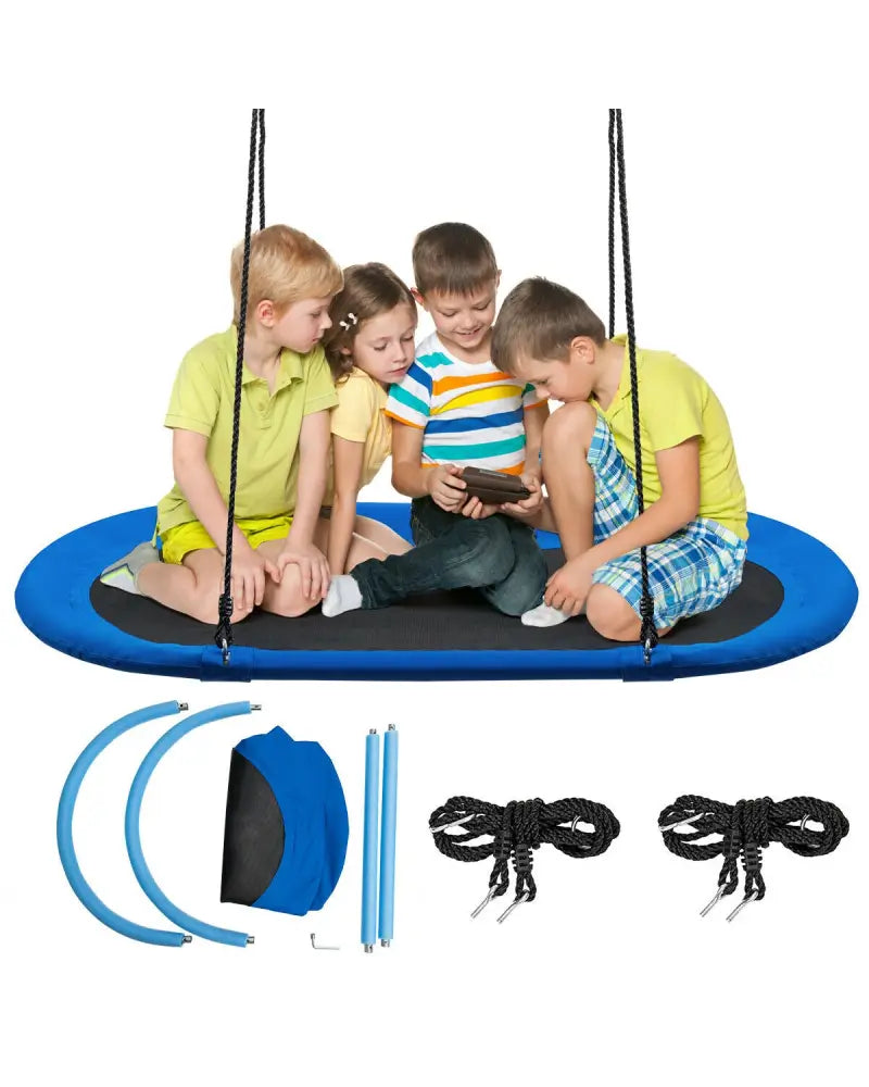 60 Inch Saucer Surf Outdoor Adjustable Swing Set-Blue + Black - Blue - Swing & Playsets