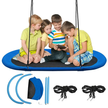 60 Inch Saucer Surf Outdoor Adjustable Swing Set-Blue + Black - Blue - Swing & Playsets
